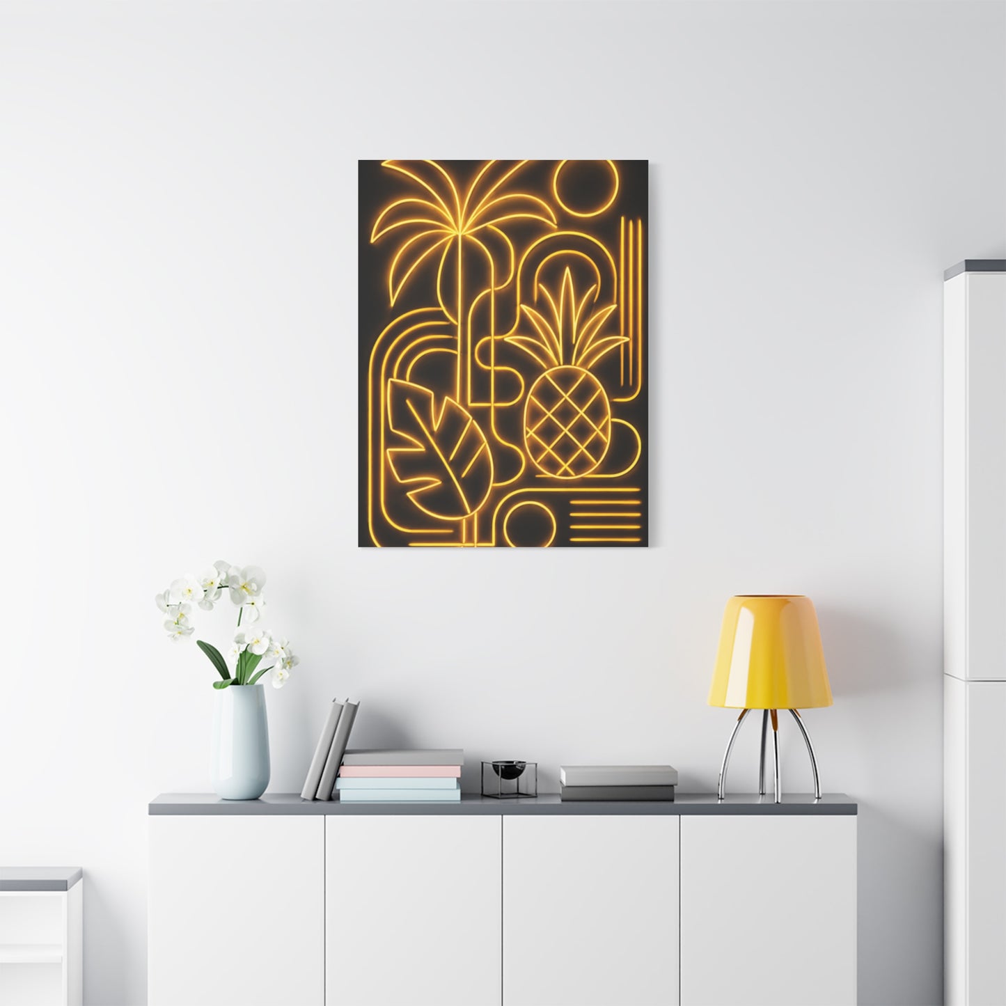Neon Tropical Line Art Glow Composition Wall Art & Canvas Print