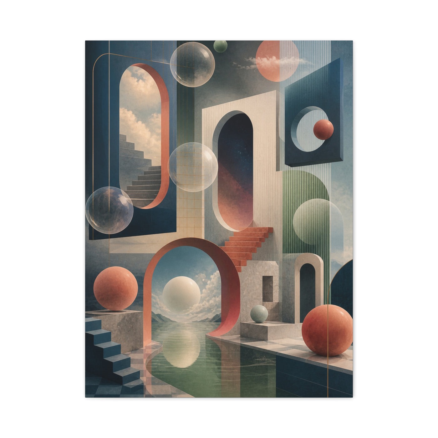 Surreal Geometric Portal Landscape Wall Art & Canvas Print