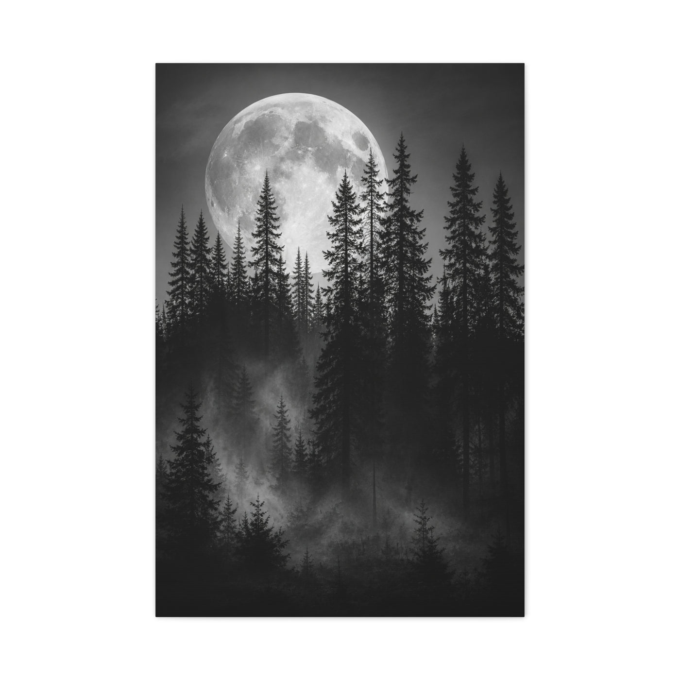 Moonlit Pine Forest Mystical Night Trees Wall Art & Canvas Print