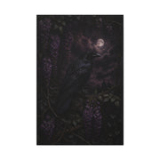 Raven in Wisteria Moonlit Scene Wall Art & Canvas Print
