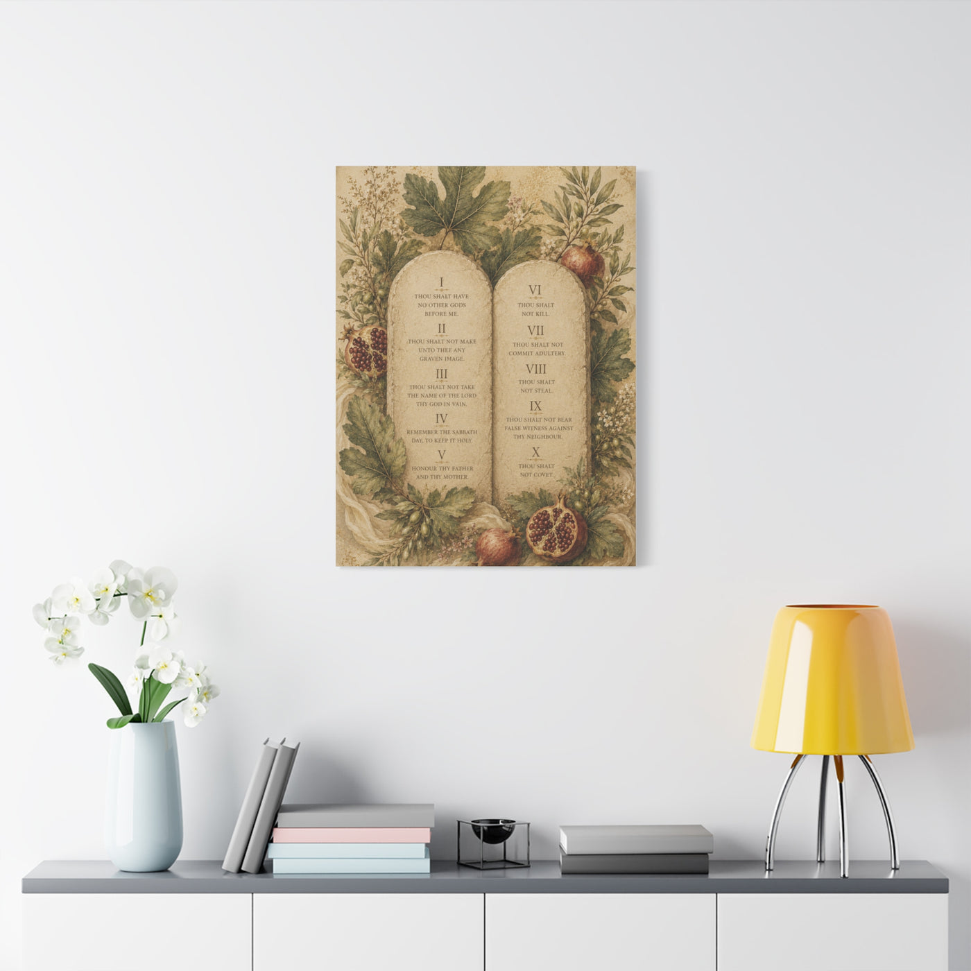 Ten Commandments Botanical Scripture Wall Art & Canvas Print