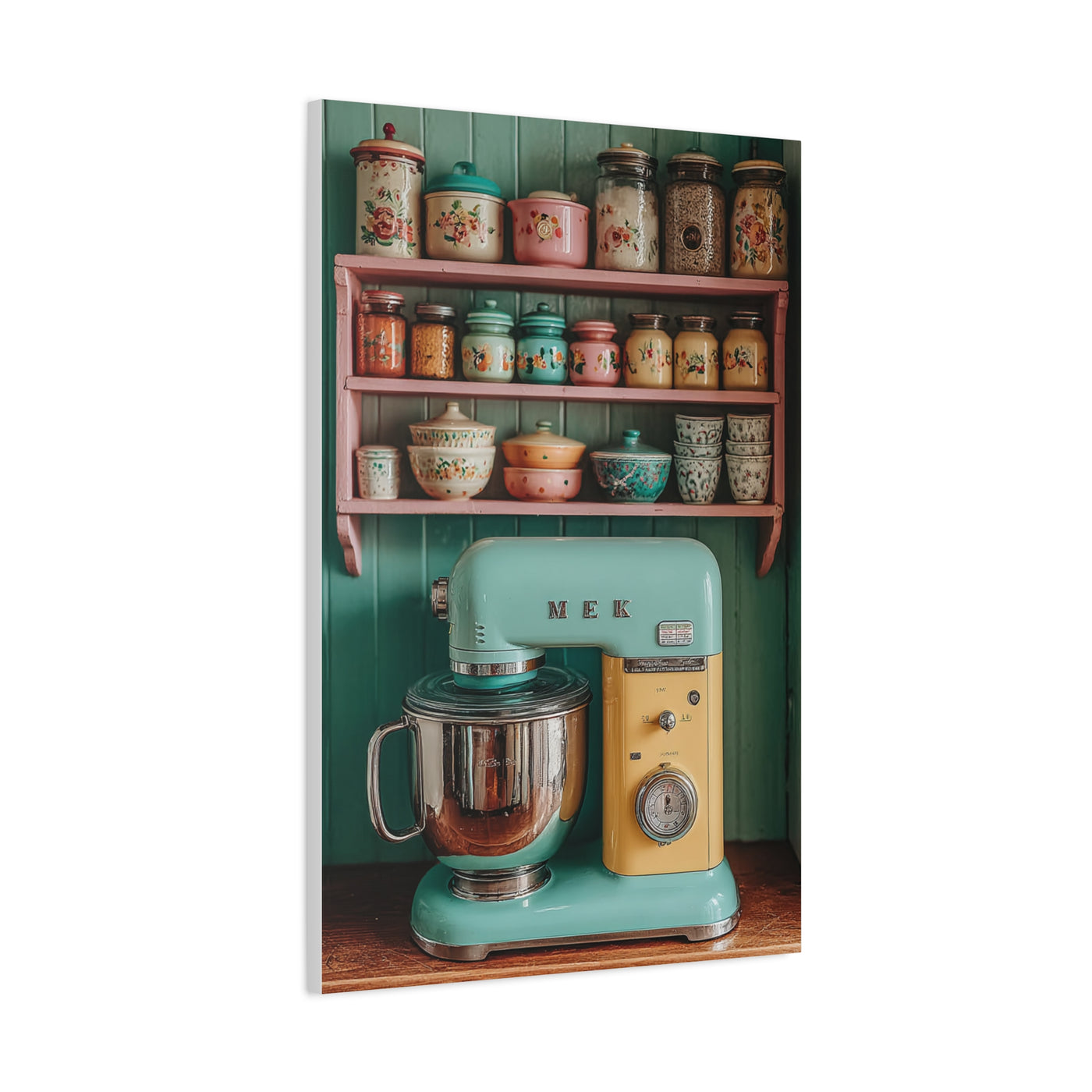 Vintage Pastel Kitchen Mixer Display Wall Art & Canvas Print