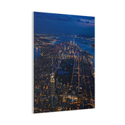 Aerial Manhattan Night Grid Wall Art & Canvas Print