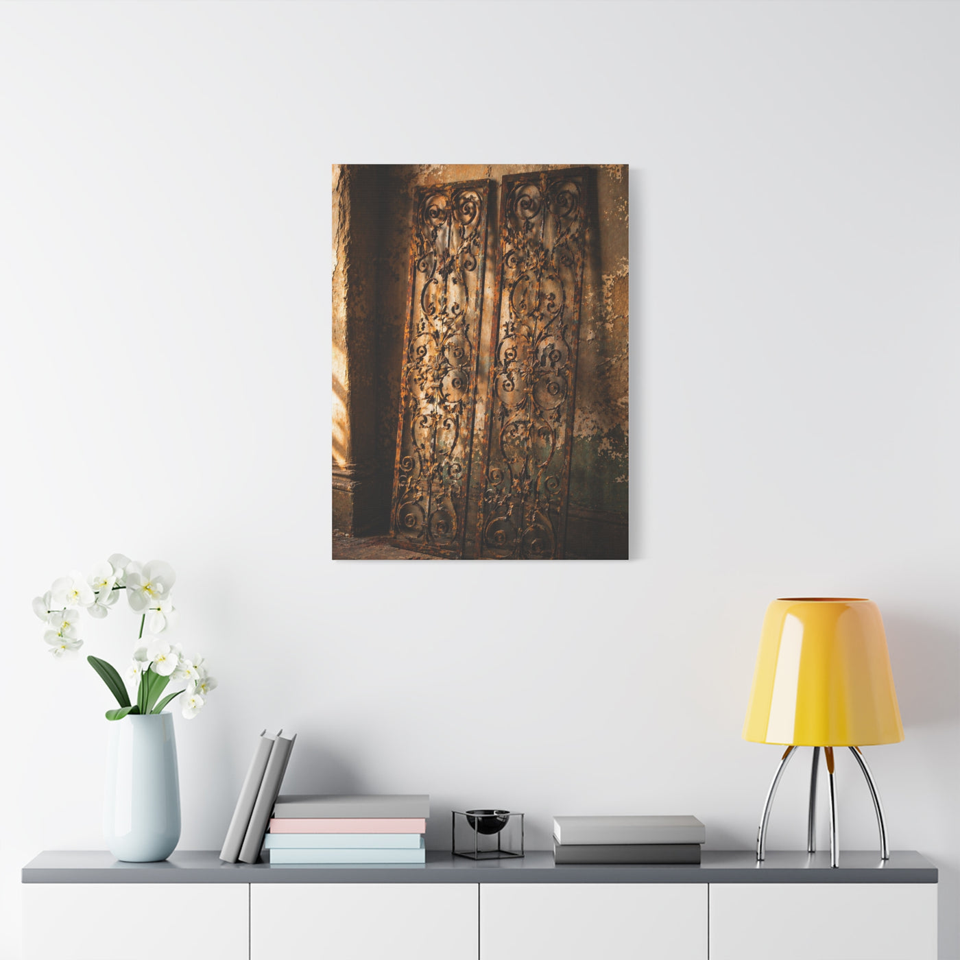 Wrought Iron Shutter Study Wall Art & Canvas Print