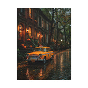 Rainy Autumn Brownstone Street Wall Art & Canvas Print