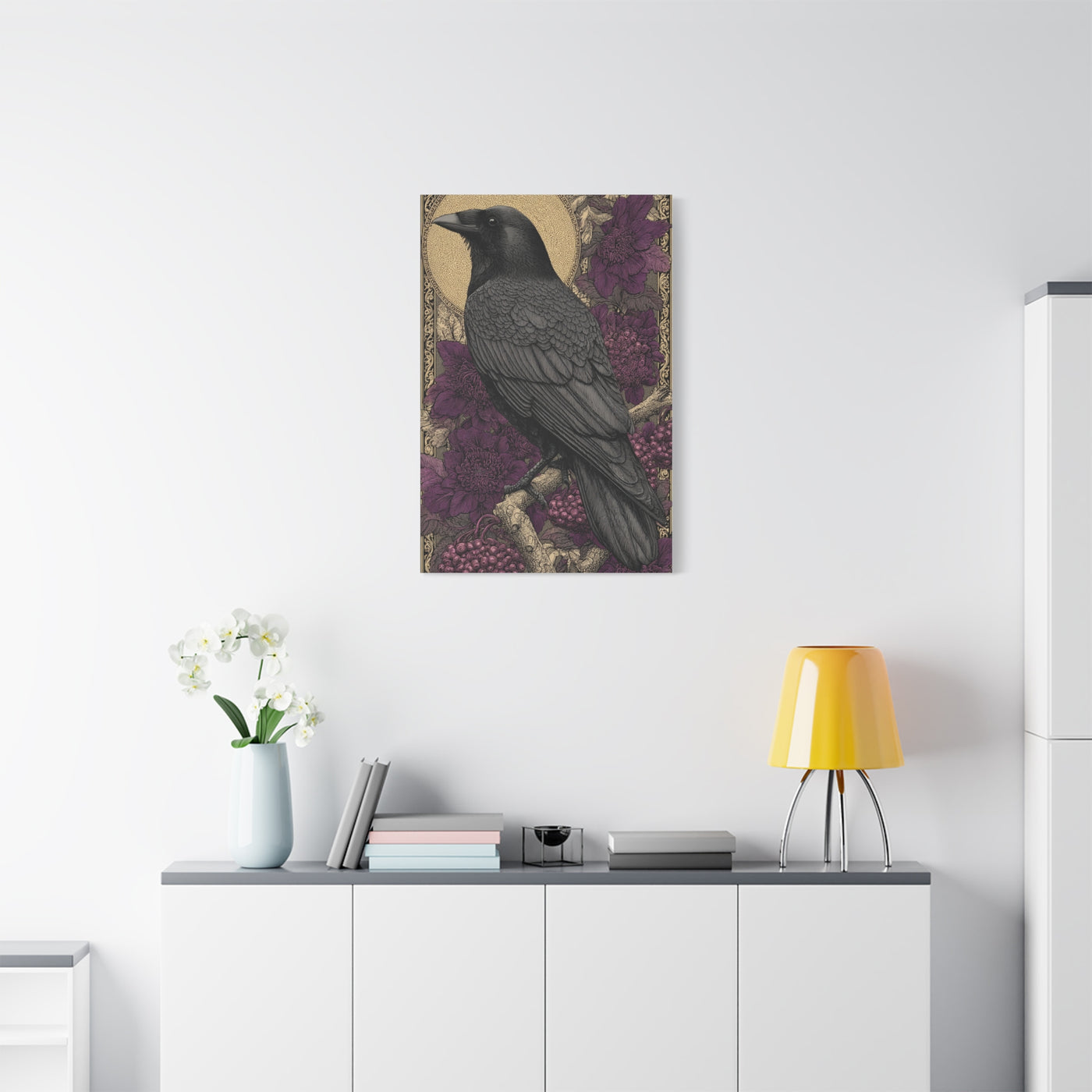 Dark Raven Moon Folk Wall Art & Canvas Print