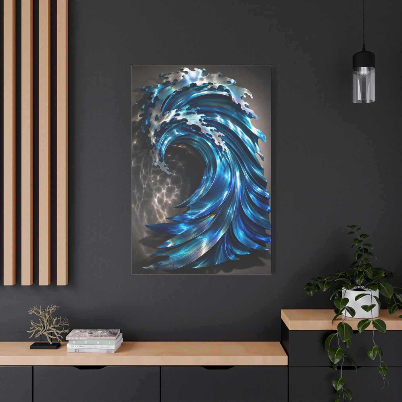 Iridescent Metal Wave Sculpture Wall Art & Canvas Print