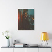 Man Smoking Fire Escape Noir Portrait Wall Art & Canvas Print