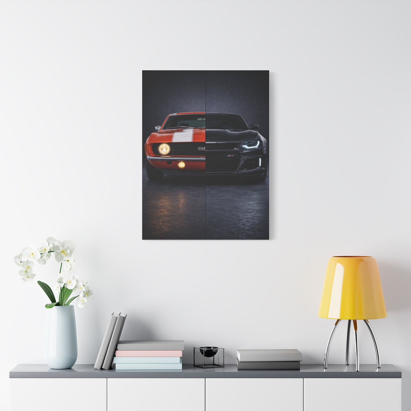 Chevrolet Camaro Split Classic SS vs Modern ZL1 Wall Art & Canvas Prints
