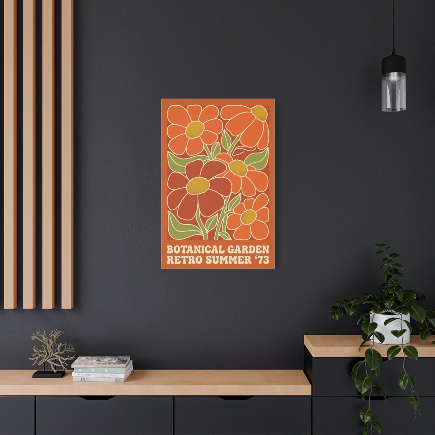 Retro Botanical Orange Flower Poster Wall Art & Canvas Print