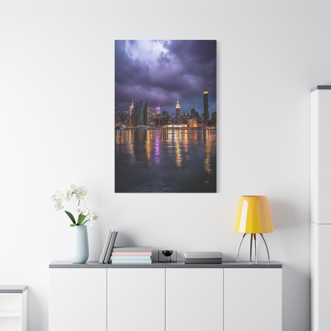New York Skyline Rainstorm Reflections Wall Art & Canvas Print