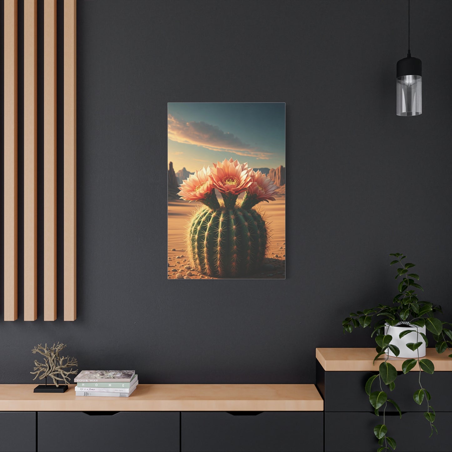 Desert Bloom Barrel Cactus Landscape Wall Art & Canvas Prints