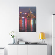 Hong Kong Skyline Rainy Neon Reflections Wall Art & Canvas Print