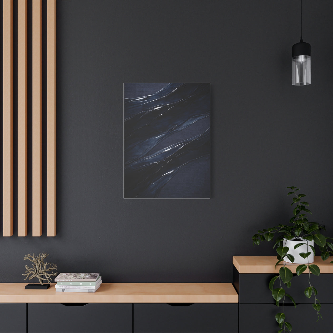 Fluid Navy Wave Abstraction Wall Art & Canvas Print