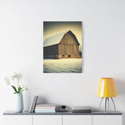 Winter Barn in Snowfield Wall Art & Canvas Prints