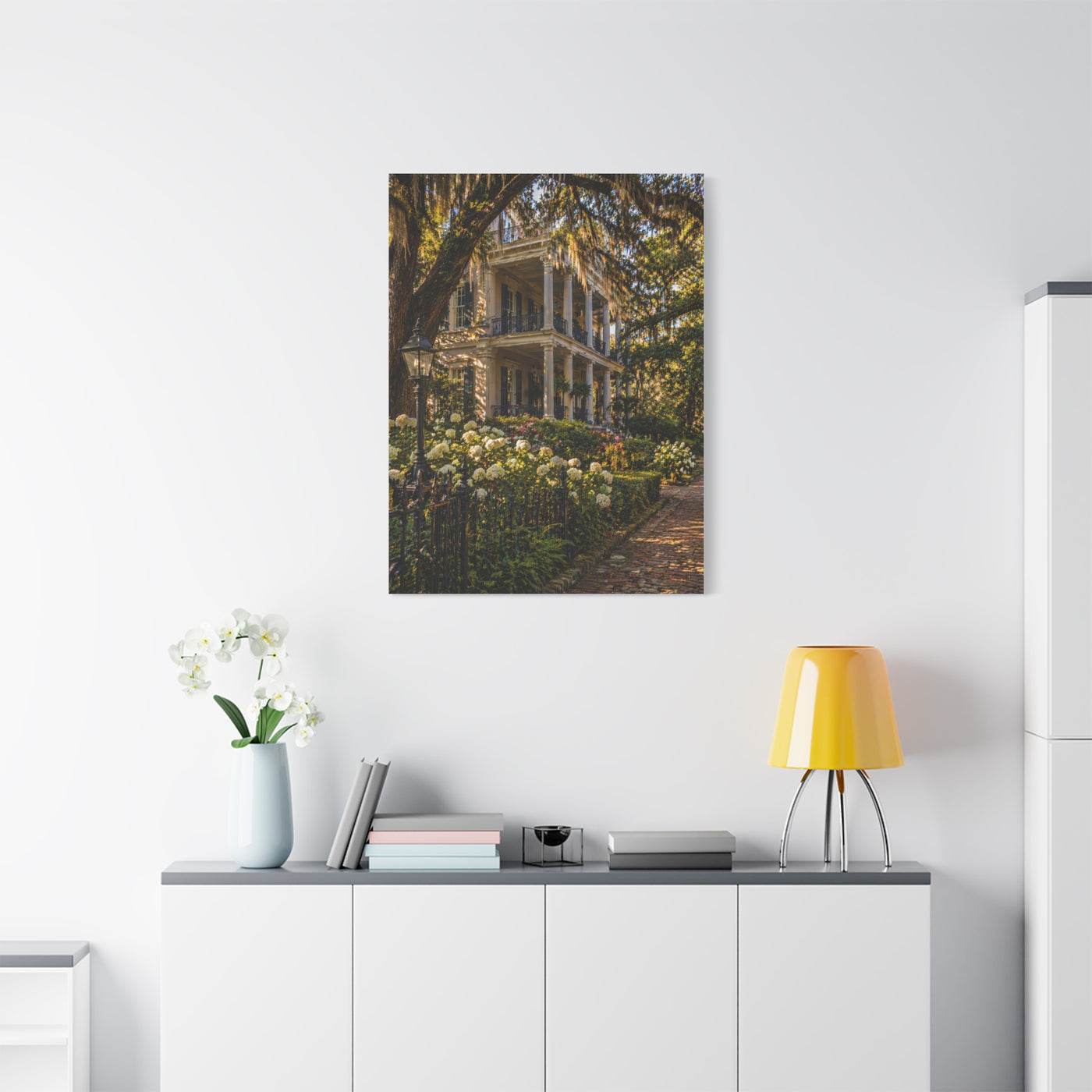 Garden District Mansion Under Live Oaks Wall Art & Canvas Print