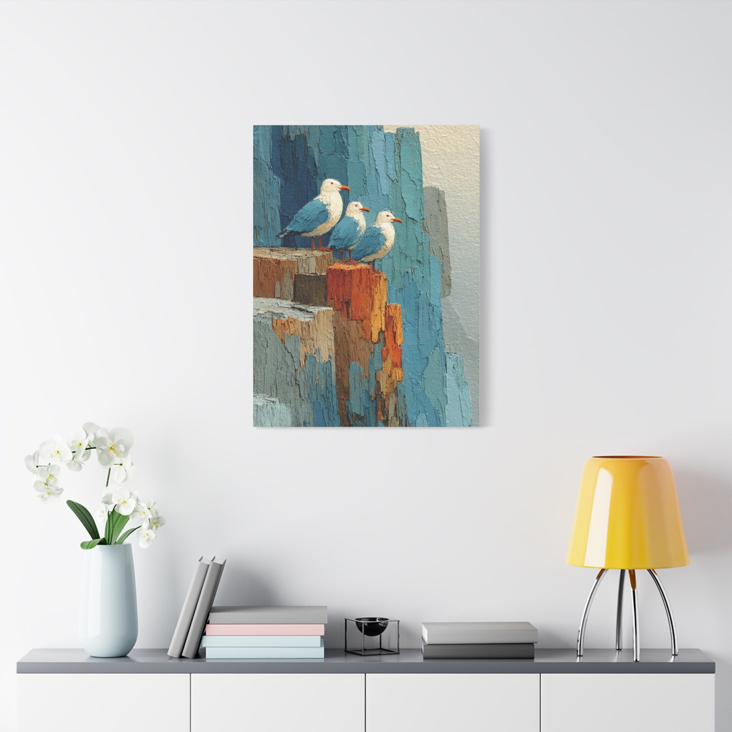 Seagull Trio Driftwood Relief Wall Art & Canvas Print