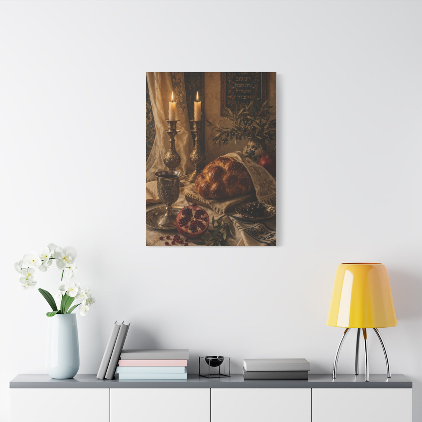 Shabbat Candlelight Still Life Wall Art & Canvas Print