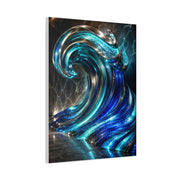 Glass & Steel Ocean Wave Architectural Sculpture Wall Art & Canvas Print