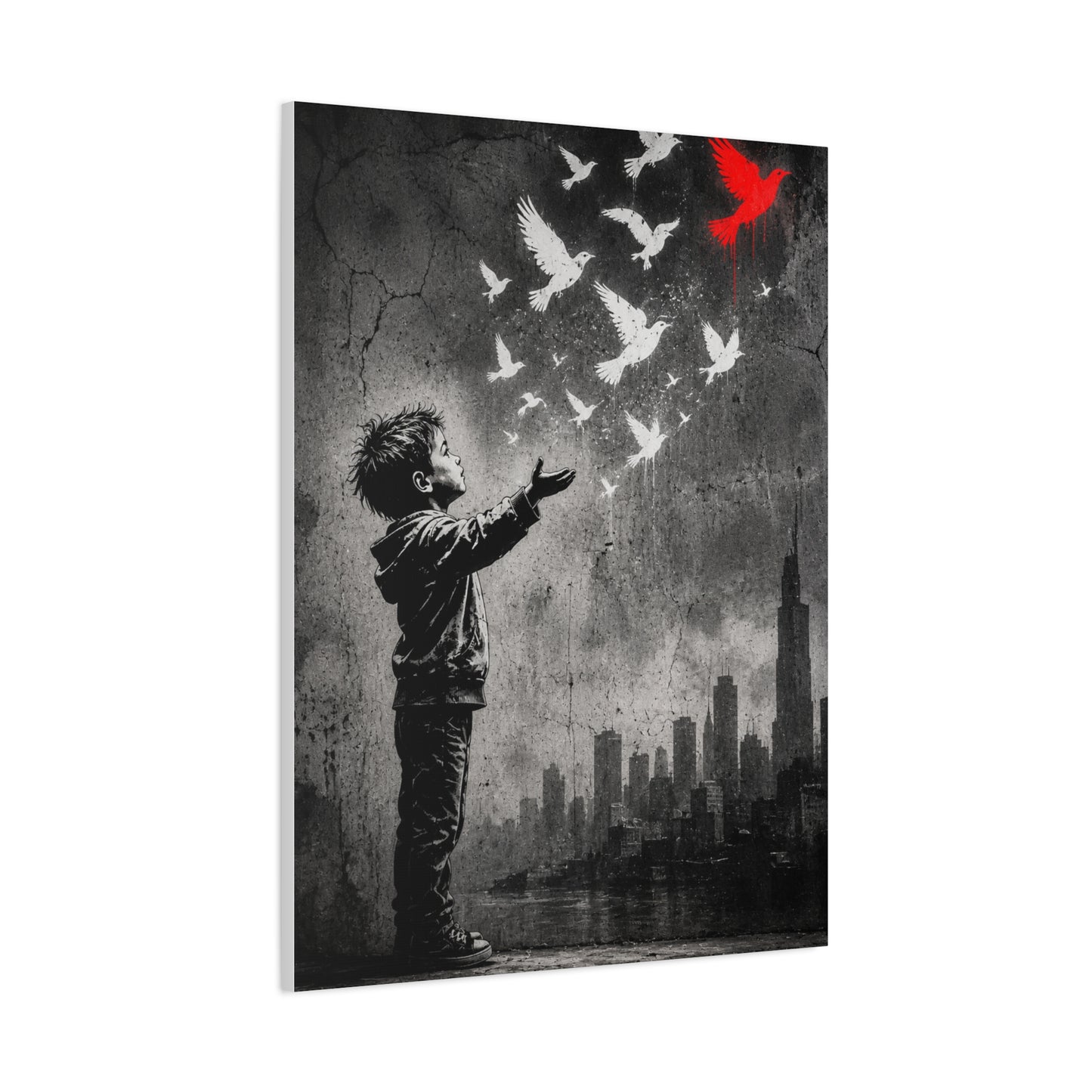 Freedom Birds Urban Stencil Street Wall Art & Canvas Print