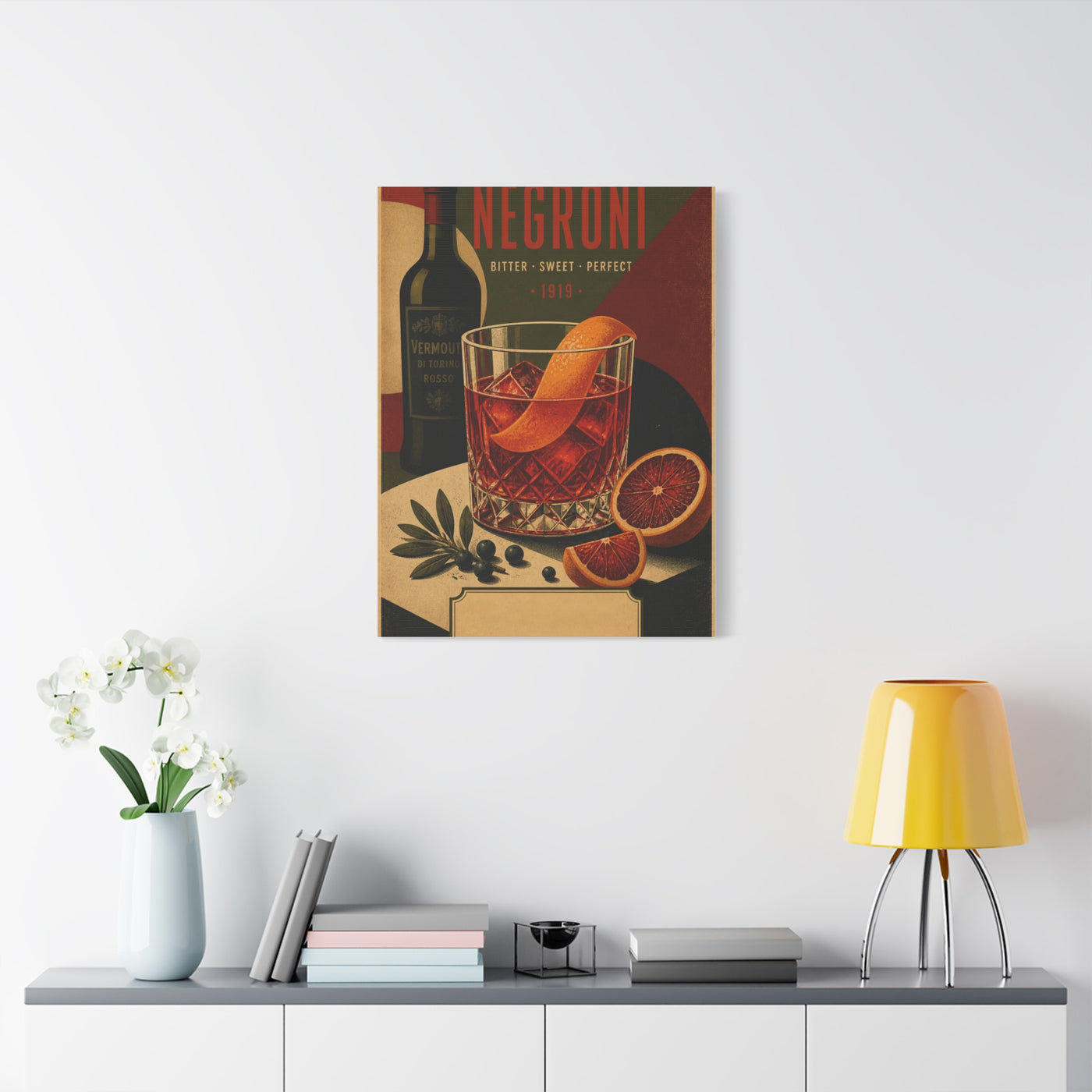 Vintage Negroni Cocktail Poster Wall Art & Canvas Print