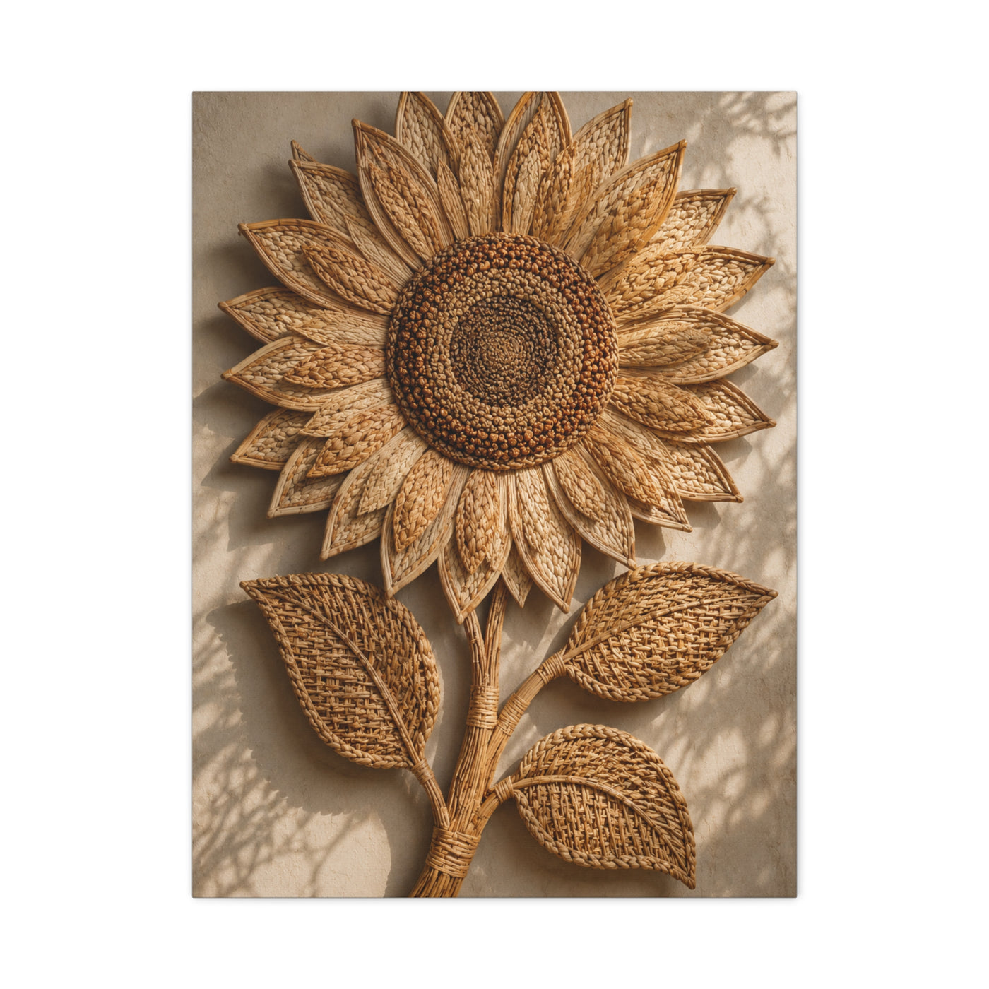 Handwoven Natural Sunflower Textile Wall Art & Canvas Print