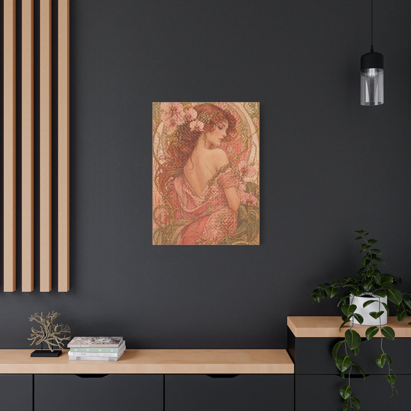 Art Nouveau Pink Muse Portrait Wall Art & Canvas Print