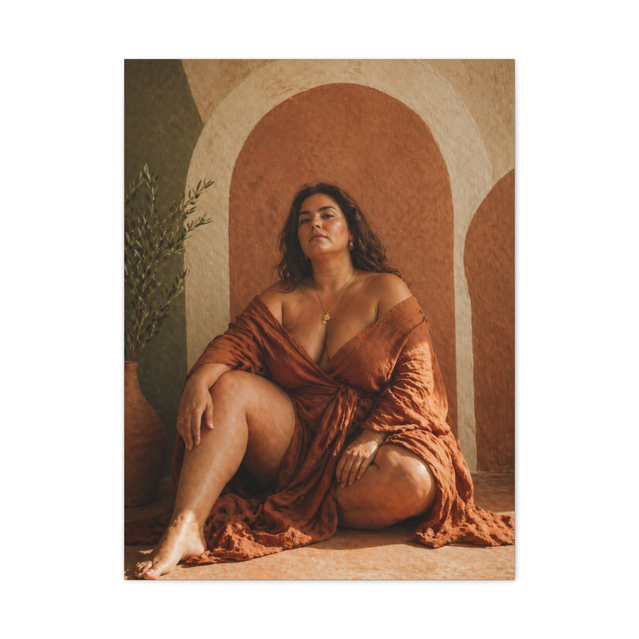 Boho Body-Positive Seated Portrait Wall Art & Canvas Print