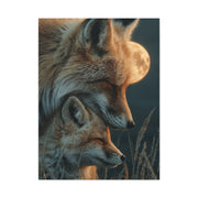 Mother and Cub Moonlit Fox Portrait Wall Art & Canvas Print