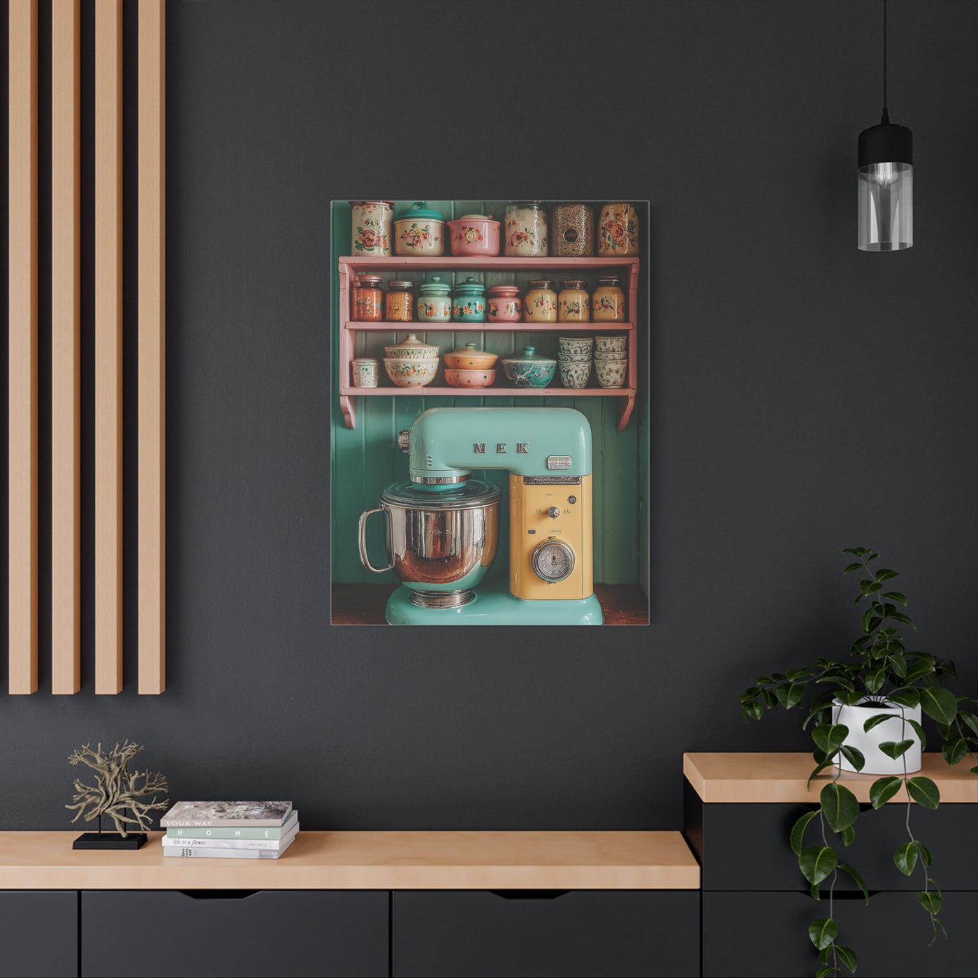 Vintage Pastel Kitchen Mixer Display Wall Art & Canvas Print
