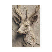 Rustic Stone Deer Relief Wall Art & Canvas Print