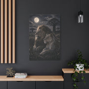 Lion and Lioness Under Moonlight Unity Wall Art & Canvas Print