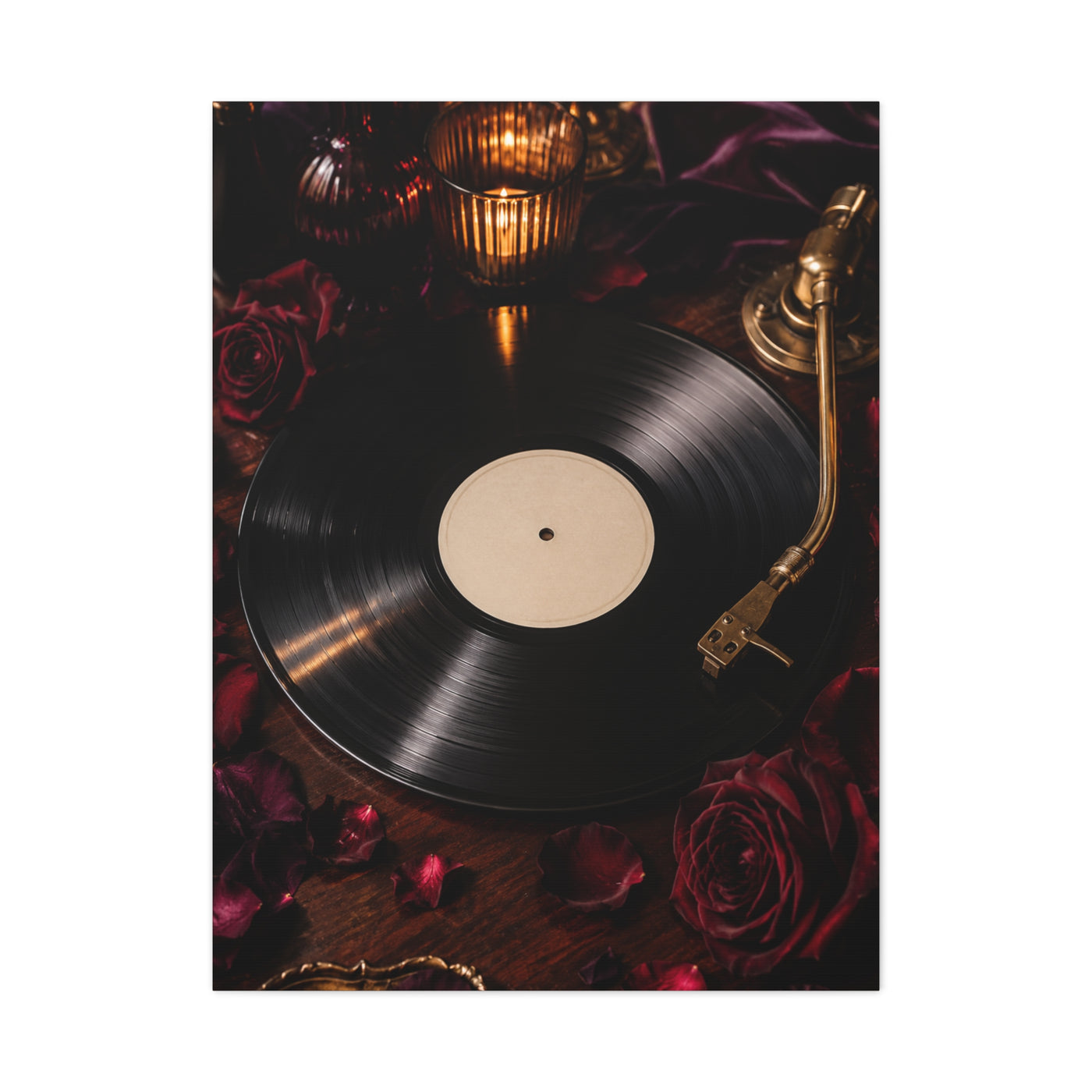 Vinyl Record Candlelit Romance Still Life Wall Art & Canvas Print