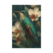 Emerald Hummingbird Botanical Portrait Wall Art & Canvas Print