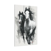 Monochrome Running Horses Abstract Wall Art & Canvas Print