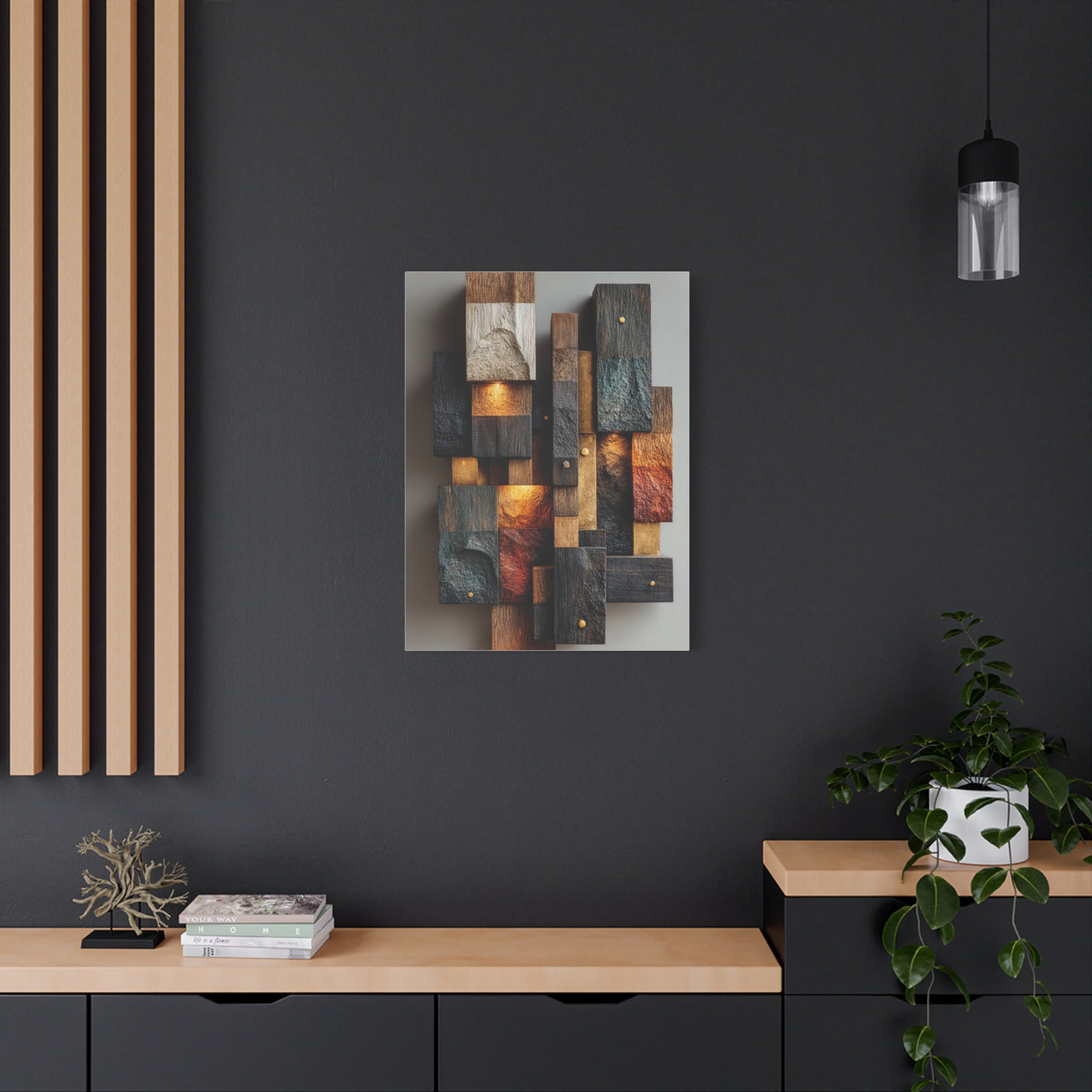 Sculptural Wood Panel Assemblage Wall Art & Canvas Print