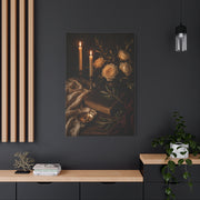 Romantic Candlelit Rose Still Life Wall Art & Canvas Print