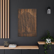 Carved Willow Tree Wooden Relief Trees Wall Art & Canvas Print