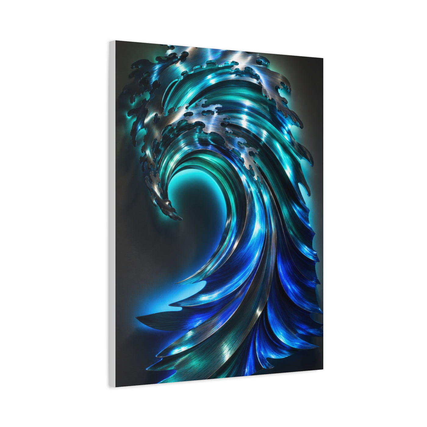Illuminated Blue Wave Light Sculpture Wall Art & Canvas Print