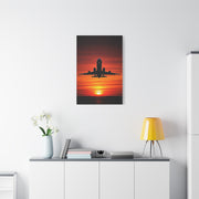 Sunset Departure Jet Silhouette Wall Art & Canvas Prints