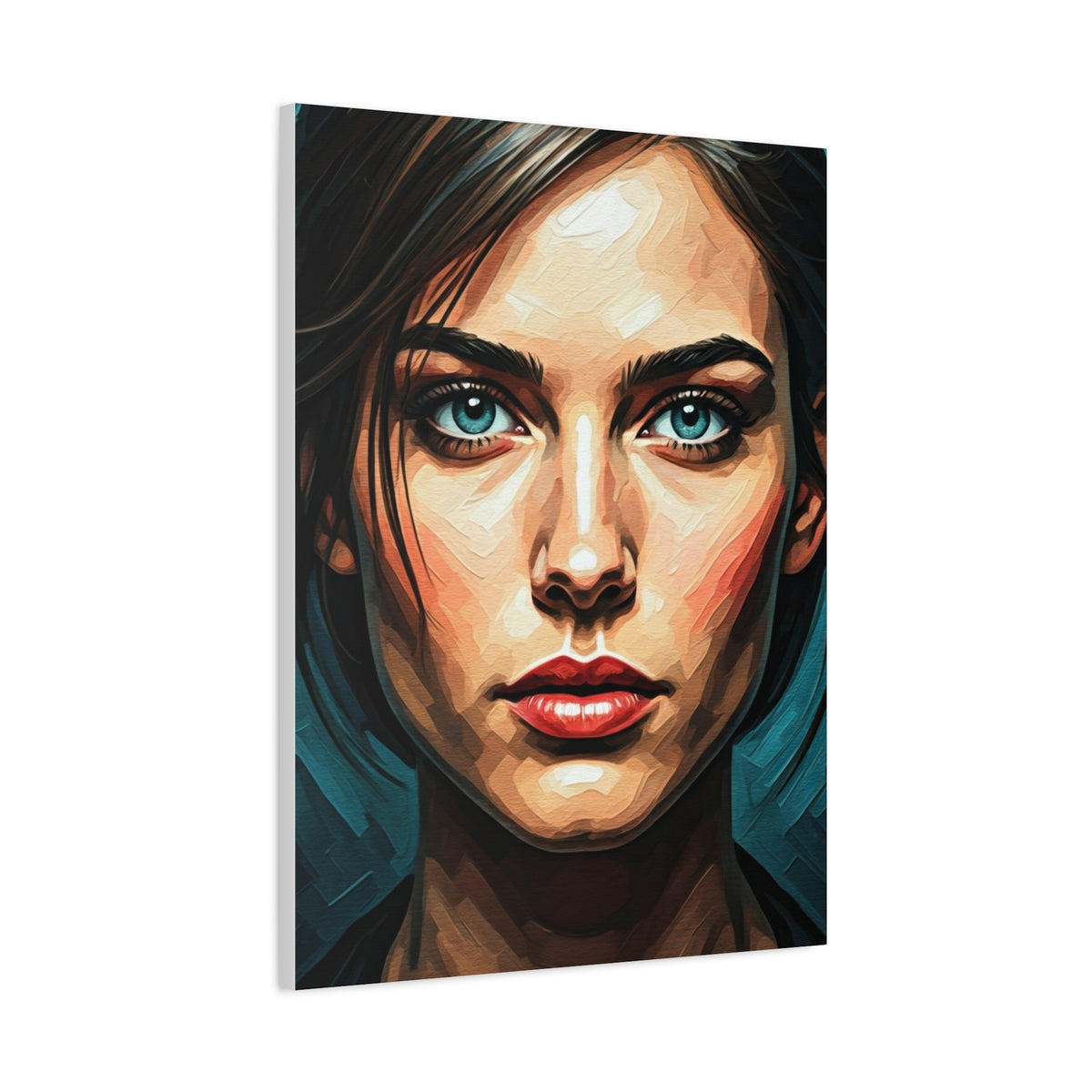 Piercing Azure Gaze Portrait Wall Art & Canvas Print