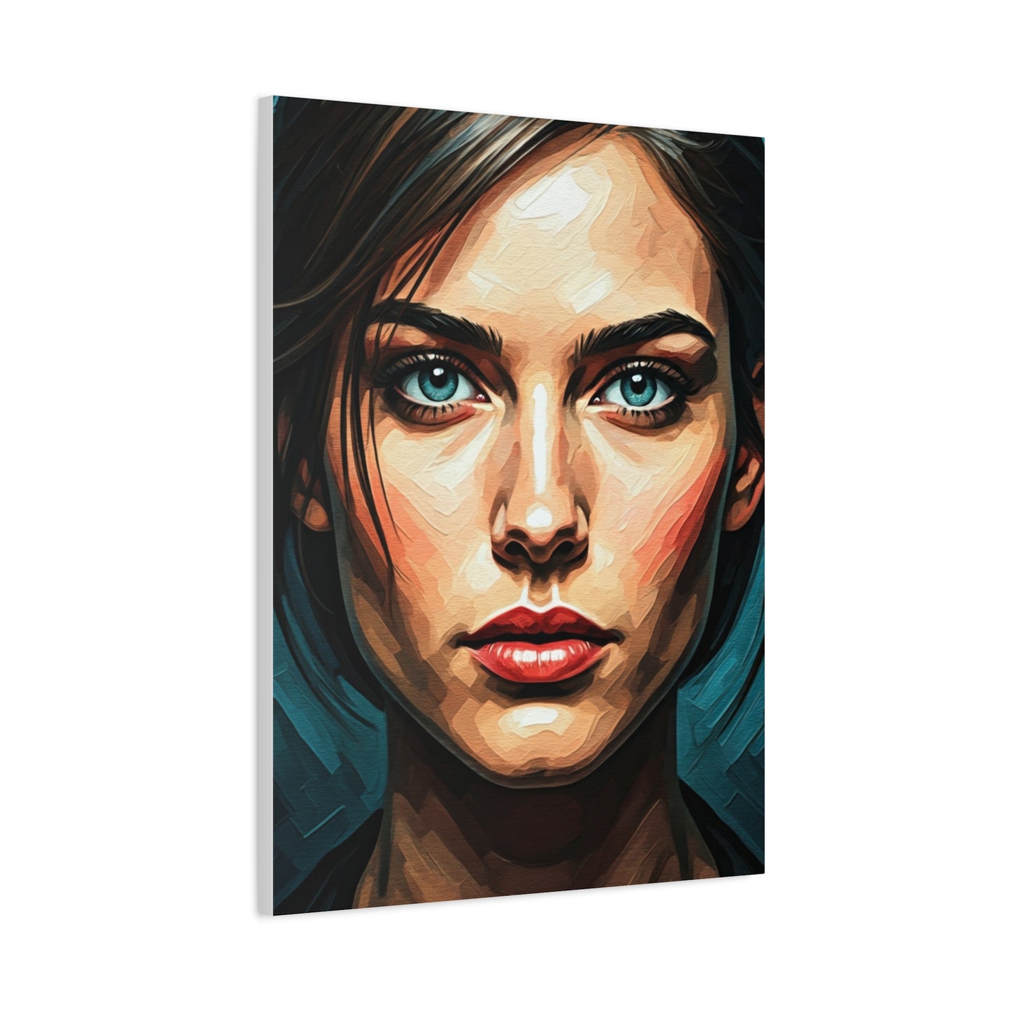 Piercing Azure Gaze Portrait Wall Art & Canvas Print