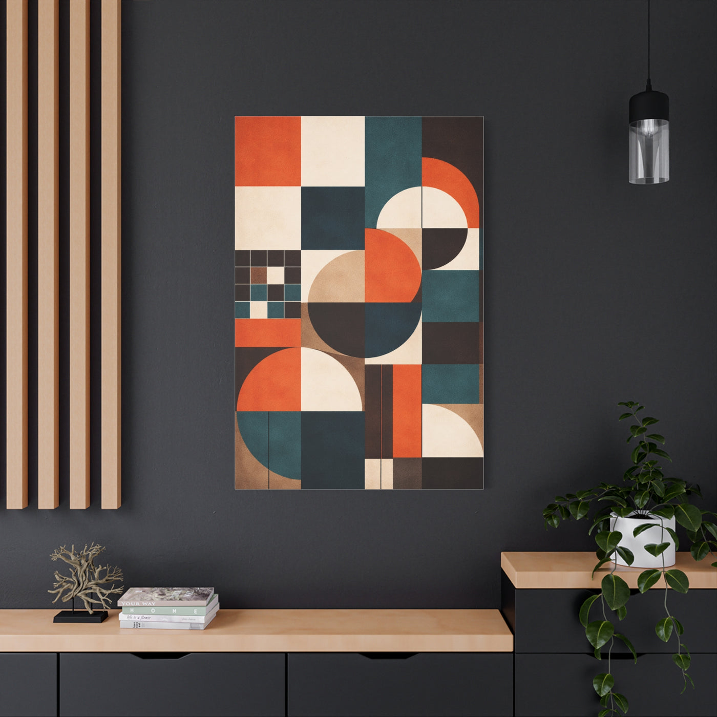 Modern Orange and Teal Geometric Balance Wall Art & Canvas Print