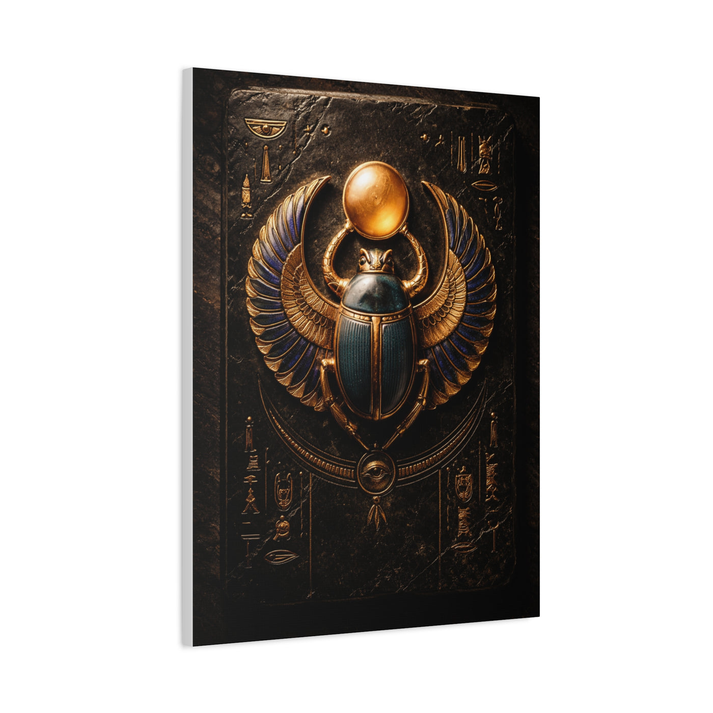 Egyptian Scarab Gold Relief Wall Art & Canvas Print