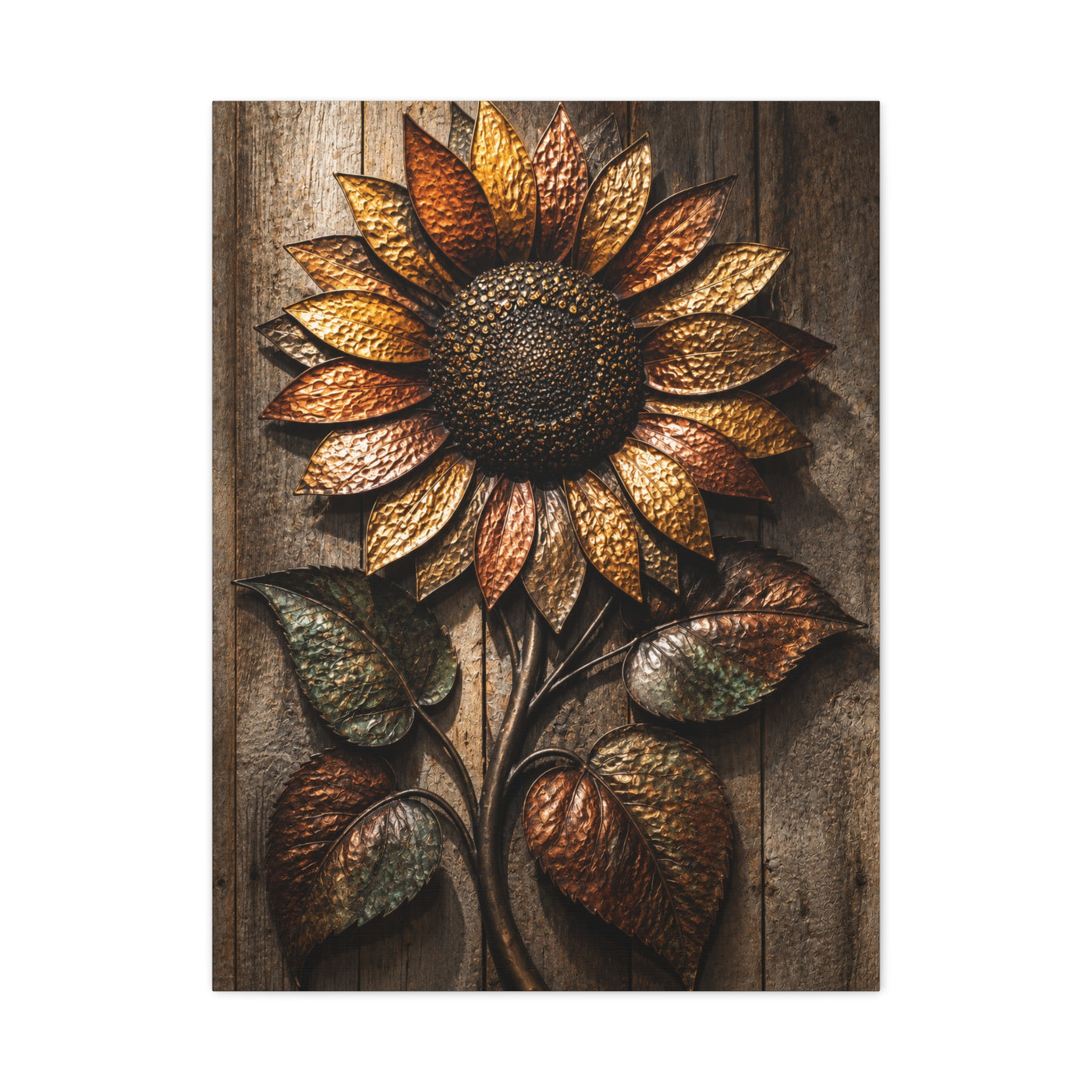 Hammered Metal Sunflower Sculpture Wall Art & Canvas Print