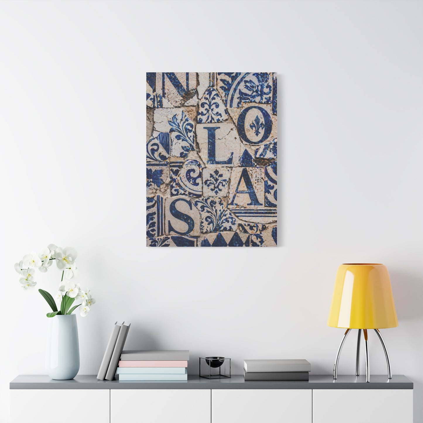Blue Tile Mosaic Letter Composition Wall Art & Canvas Print