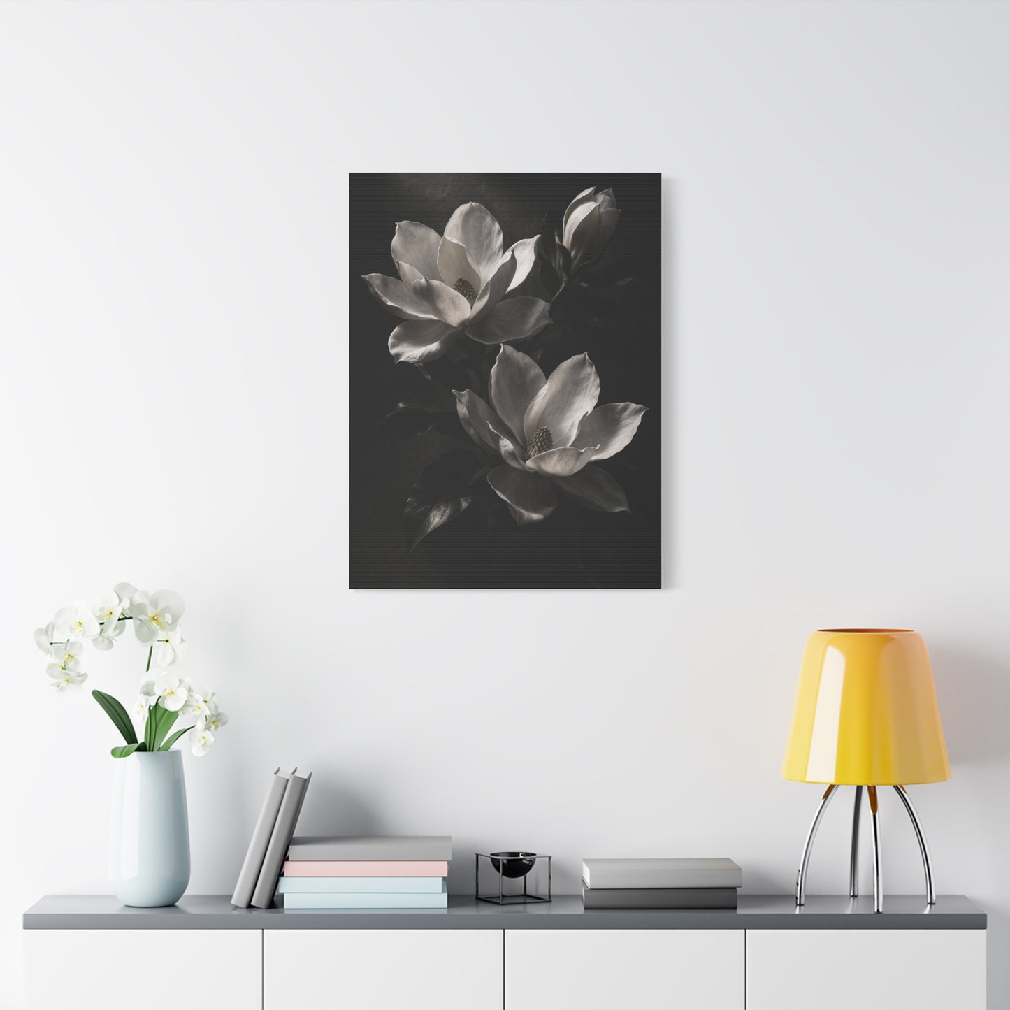 Charcoal Magnolia Floral Wall Art & Canvas Print