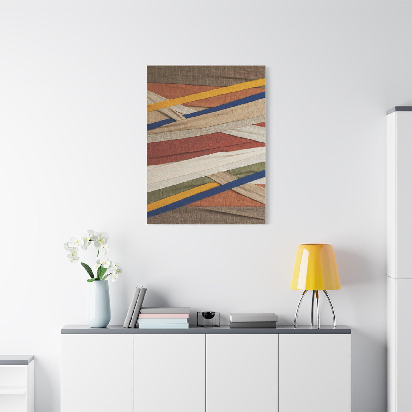 Woven Textile Strips Collage Wall Art & Canvas Print