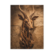 Teak Root Antelope Sculptural Mount Wall Art & Canvas Print