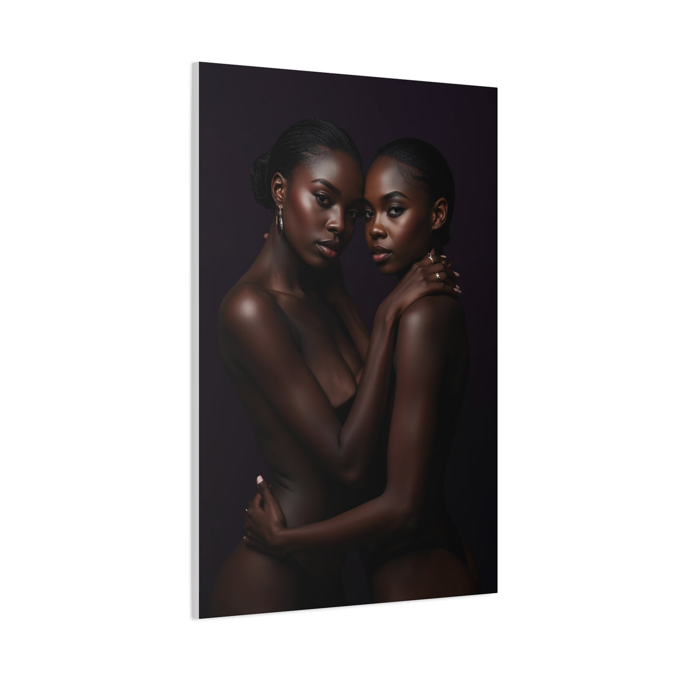 Intimate Dual Portrait Embrace Wall Art & Canvas Print